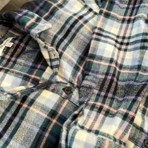 Madewell Flannel Classic Ex-Boyfriend shirt- pink/blue/dark green plaid